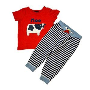 Baby Boden Moo Cow Outfit Set 12-18M